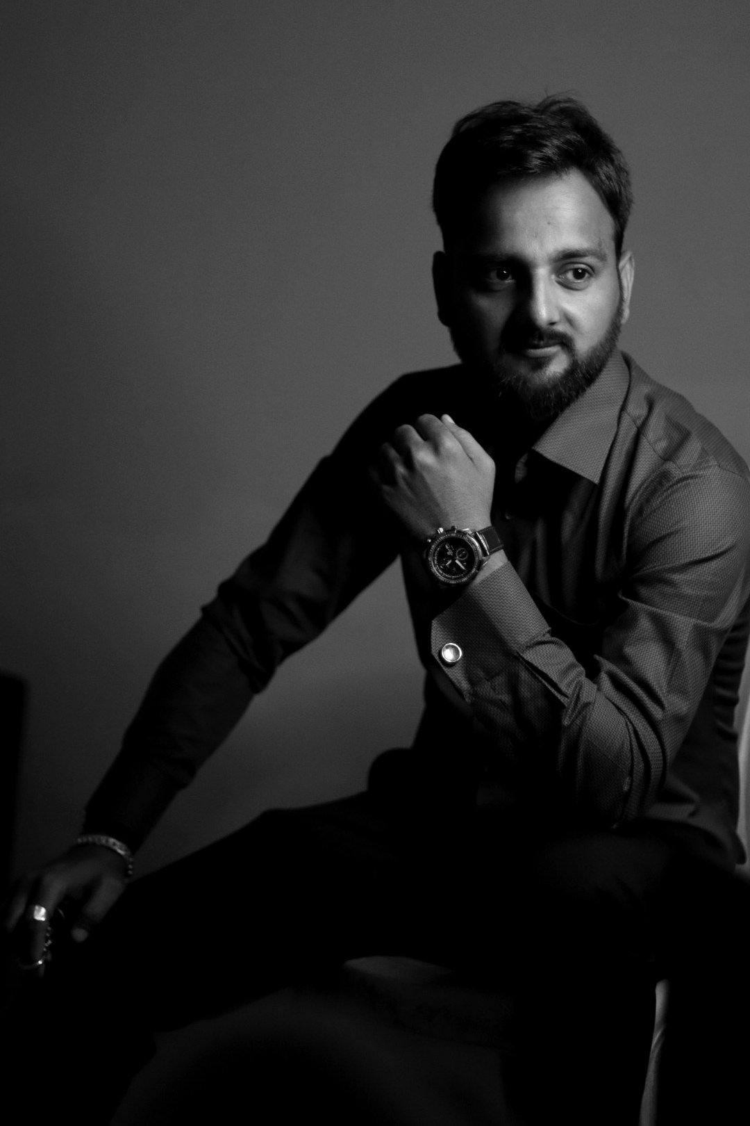Coach Rahul Awasthi, cinematic black and white portrait