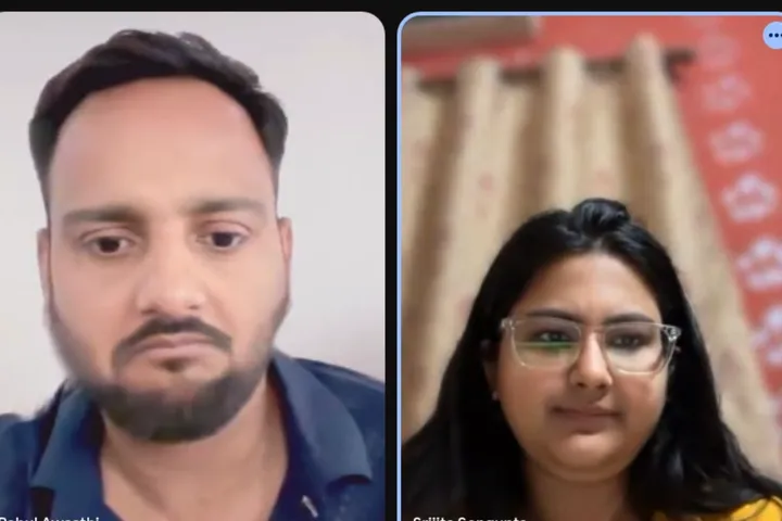 Coach Srijita Sengupta in a video call with Rahul Awasthi, Coach TRA, funnel architect and coaching mentor